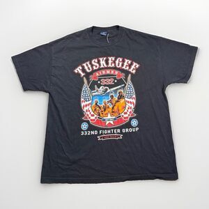 Vintage Big Boy Tuskegee Airmen 332nd Fighter Group Red Tails Tee Men’s 2X Black